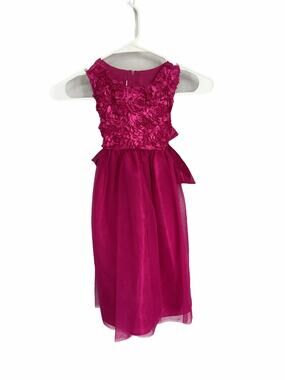 Unbranded Girl’s Pink 3D Floral Formal Sleeveless Maxi Dress Kid’s Youth